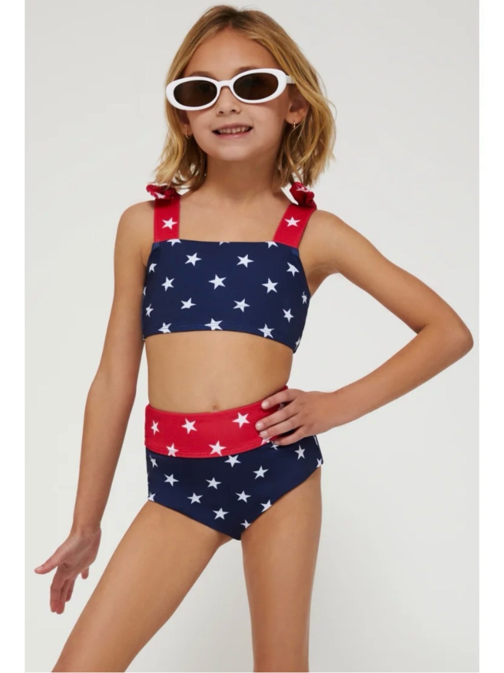 Beach Riot Navy and Red Star Print Bikini 5/6